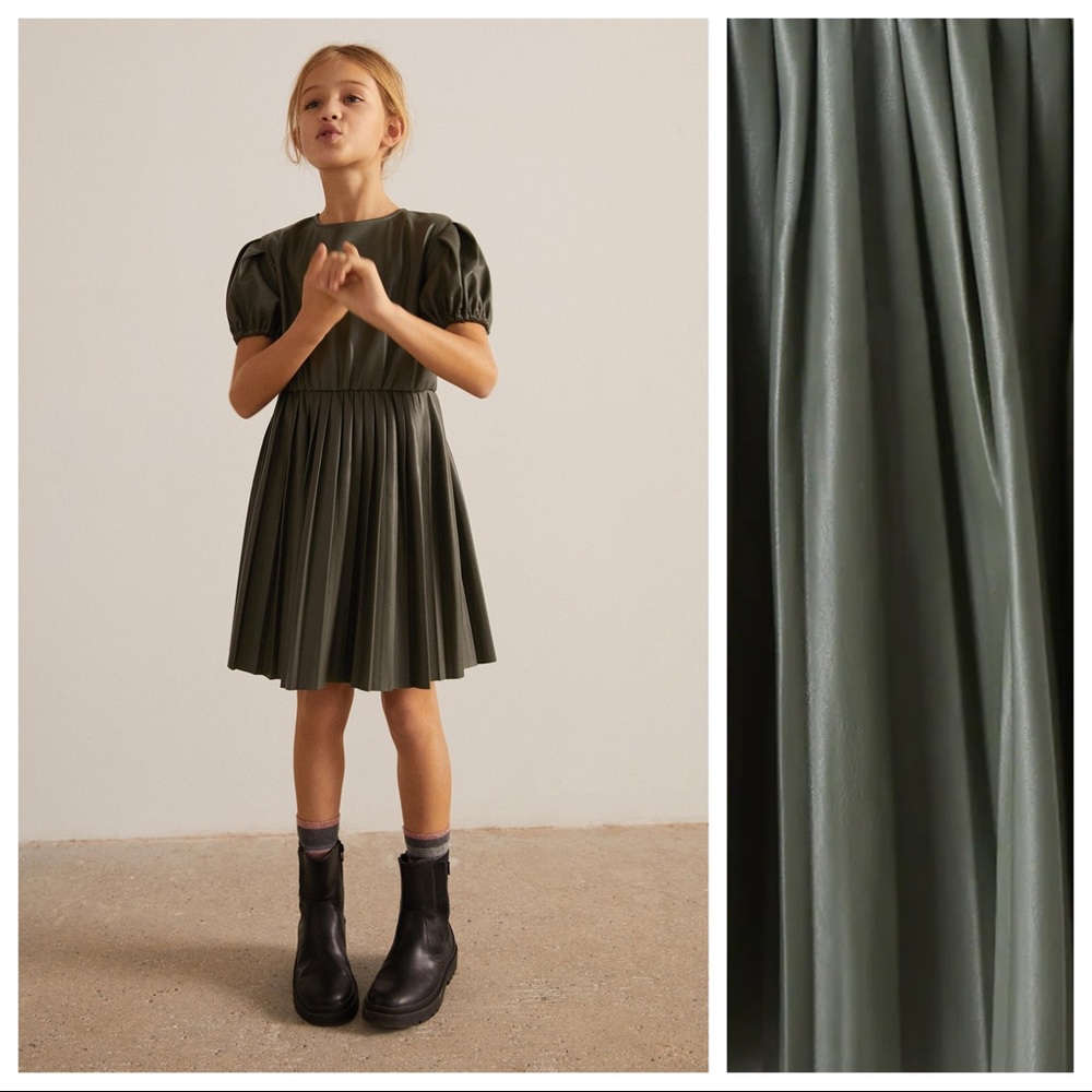 NWT. Zara Girls Faux Leather Dress. Size 11-12